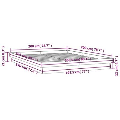 Bedframe met LED massief grenenhout wasbruin 200x200 cm Bedframe met LED massief grenenhout wasbruin 200x200 cm