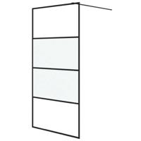 Inloopdouchewand 100x195 cm halfmat ESG-glas zwart - thumbnail