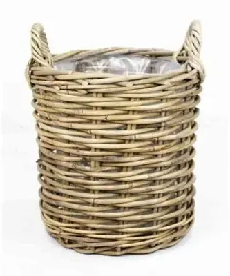 Van der Leeden Mand Rotan Grijs - Ø30 x H28 cm