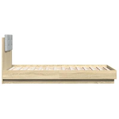 Bedframe met hoofdbord en LED sonoma eikenkleurig 75x190 cm - thumbnail