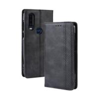 Magnetische Buckle retro Crazy Horse textuur horizontale Flip lederen case voor Motorola één actie met houder & kaartsleuven & fotolijstjes (zwart) - thumbnail