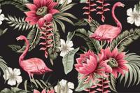 Fotobehang - Tropische bloemen en Flamingo's Vintage, 11 maten, premium print, incl behanglijm - thumbnail