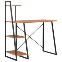 Bureau met schappen 102x50x117 cm zwart en bruin - thumbnail