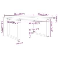 Salontafel O-frame 90x90x45,5 cm grenenhout en gietijzer - thumbnail