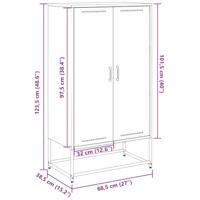 Hoge kast 68,5x38,5x123,5 cm staal roze - thumbnail