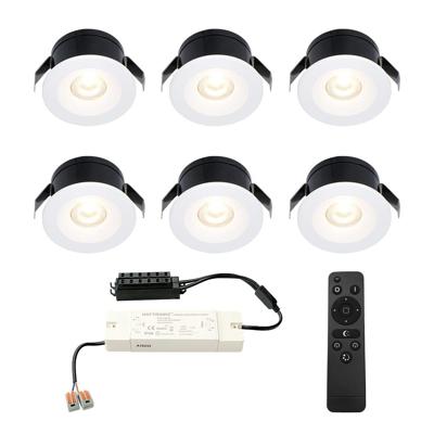 Set van 6 Cadiz LED Mini Inbouwspots met Trafo - 12 Volt 3 Watt 200 lumen - Dimbaar - Plat 26mm (Lage inbouwdiepte) - 2700K - IP44 waterdicht - Wit - Veranda spotjes - overkapping spotjes