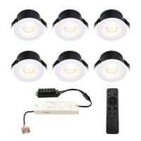 Set van 6 Cadiz LED Mini Inbouwspots met Trafo - 12 Volt 3 Watt 200 lumen - Dimbaar - Plat 26mm (Lage inbouwdiepte) - 2700K - IP44 waterdicht - Wit - Veranda spotjes - overkapping spotjes - thumbnail