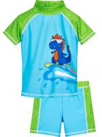 Playshoes tweedelige zwemsuit Dino Blauw Groen-122-128 - thumbnail