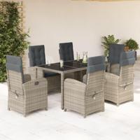 7-delige Tuinset met kussens poly rattan grijs - thumbnail