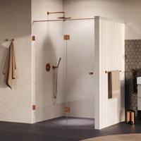 BRAUER Void Carving nisdeur 2-delig helder glas 130x200 omkeerbaar met draaideur 60 aan glas incl. glascoating PVD koper geborsteld - thumbnail