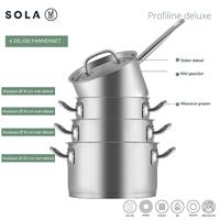 Sola Pannenset Profiline Deluxe - RVS - Kookpan ø 12, 14, 18 cm & Steelpan ø 12 cm - Inductie geschikt - 4 Delig - thumbnail