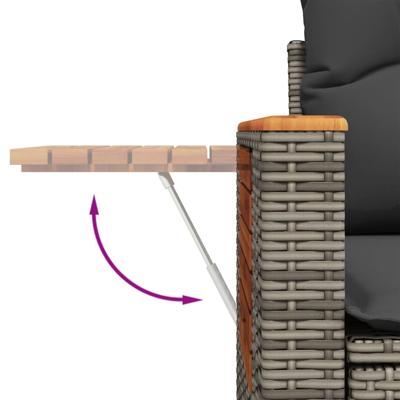 5-delige Loungeset met kussens poly rattan grijs - thumbnail