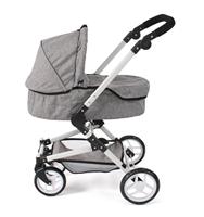 Combi-poppenwagen Fides 3-in-1 - Melange Grijs - thumbnail