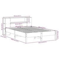 Bed met boekenkast zonder matras grenenhout wit 140x190 cm - thumbnail