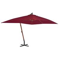 VidaXL Zweefparasol met houten paal 400x300 cm bordeauxrood - thumbnail