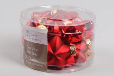 12 Glazen sterren 40 mm kerstrood - Decoris