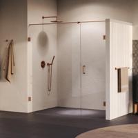 BRAUER Void nisdeur 2-delig helder glas 190x200 omkeerbaar met draaideur 70 aan muur incl. glascoating PVD koper - thumbnail