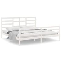 Bedframe massief hout wit 200x200 cm - thumbnail