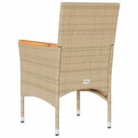 Tuinstoelen 2 st met kussens poly rattan beige - thumbnail