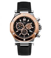 Guess horlogeband X72005G2S Leder Zwart 21mm + zwart stiksel - thumbnail