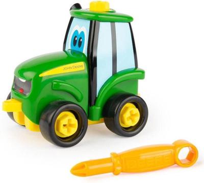 Tomy tractor Buddy Johnny junior 12 cm groen/geel 8-delig