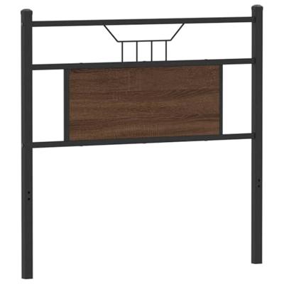 Hoofdbord 90 cm bewerkt hout en staal bruin eikenkleurig Hoofdbord 90 cm bewerkt hout en staal bruin eikenkleurig