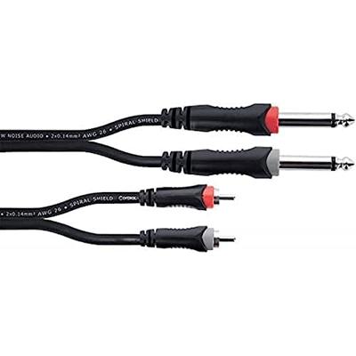 Cordial 14842 Jackplug / Cinch Audio Aansluitkabel [2x Jackplug male 6,3 mm (mono) - 2x Cinch-stekker] 6 m Zwart PVC-mantel, Tweelingkabel