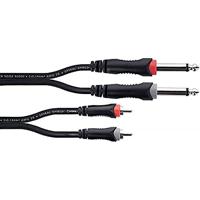 Cordial 14842 Jackplug / Cinch Audio Aansluitkabel [2x Jackplug male 6,3 mm (mono) - 2x Cinch-stekker] 6 m Zwart PVC-mantel, Tweelingkabel - thumbnail