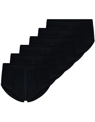 6 stuks heren slips met gulp - Voordeelverpakking - Katoenen Heren onderbroek met sluiting - ondergoed heren - L - Zwart - Onderbroek heren heren
