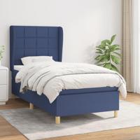 Boxspring met matras stof blauw 90x200 cm - thumbnail