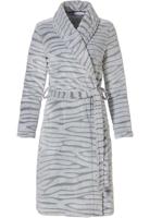 Licht grijze damesbadjas met dierenprint - fleece-(40-42) M - thumbnail