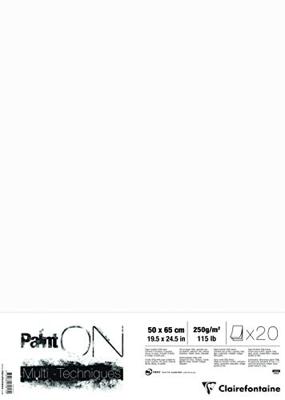 Clairefontaine Painton Mixmedia - Losse Vellen - 250 gr - 20 Blad Per Pak - 50 x 65 cm - Wit