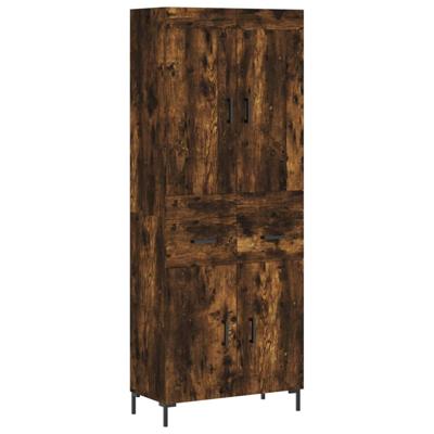 Hoge kast 69,5x34x180 cm bewerkt hout gerookt eikenkleurig