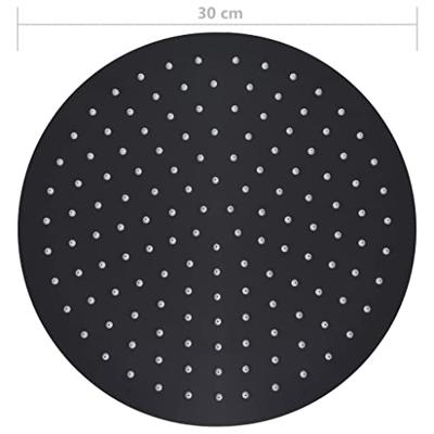 VidaXL Regendouchekop rond 30 cm roestvrij staal zwart
