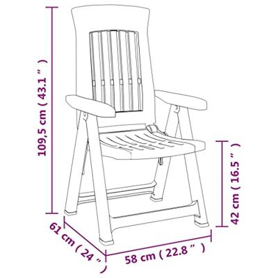 Tuinstoelen 2 st verstelbaar PP antracietkleurig Tuinstoelen 2 st verstelbaar PP antracietkleurig