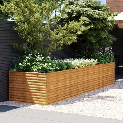 VidaXL Plantenbak verhoogd 386x100x69 cm cortenstaal
