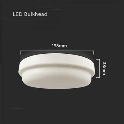 V-TAC VT-8096 LED Ronde Plafondlamp - Lampvoet - IP54 - 18W- 1820 Lumen - 4000K