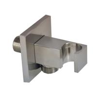 Doucheaansluiting Wiesbaden Rombo | Met handdouchehouder | Messing | Vierkant | Geborsteld staal PVD - thumbnail