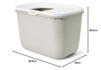 SAVIC HOP Koffiebruin met Witte Deksel - Kattenbak - 58,5x39x39,5 cm - 1 st. - thumbnail