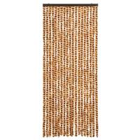 VidaXL Vliegengordijn 56x185 cm chenille oker en wit - thumbnail