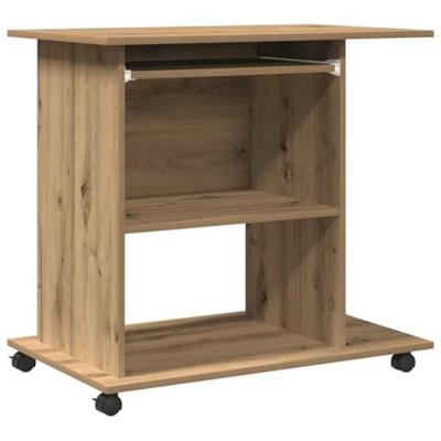Computerbureau 80x50x75 cm bewerkt hout artisanaal eikenkleur - thumbnail