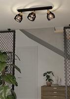 Eglo 3-lichts plafondlampStillington 1 zwart met hout - 43928 - thumbnail