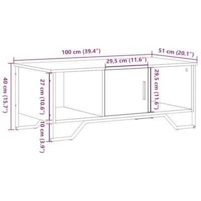 Salontafel 100x51x40 cm bewerkt hout grijs sonoma