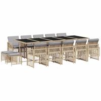 15-delige Tuinset met kussens poly rattan beige - thumbnail