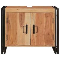 Wastafelonderkast 71 x 33 x 58 cm Massief Acaciuhout, Ijzer - thumbnail