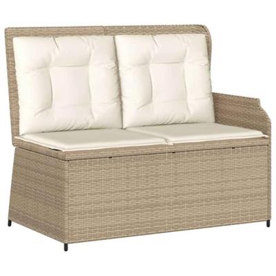5-delige Loungeset met kussens poly rattan beige - thumbnail
