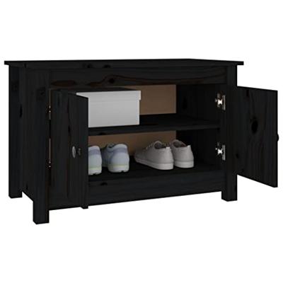 VidaXL Schoenenkast 70x38x45,5 cm massief grenenhout zwart