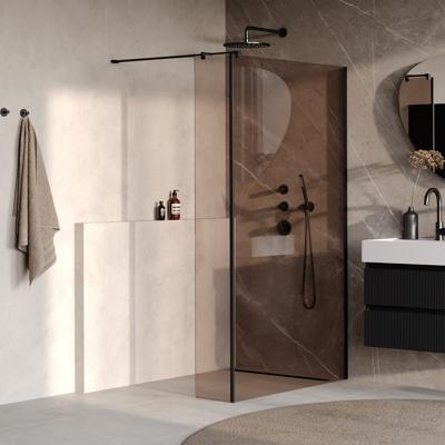 Brauer Oblivion - Inloopdouche - Brons Glas - 120 x 200 cm - met Zijwand 30 cm - incl. Glascoating - Mat Zwart