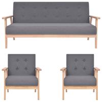 3-delig Bankstel stof donkergrijs - thumbnail