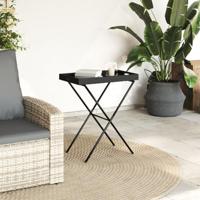 Dienbladtafel inklapbaar 65x40x75 cm poly rattan zwart - thumbnail